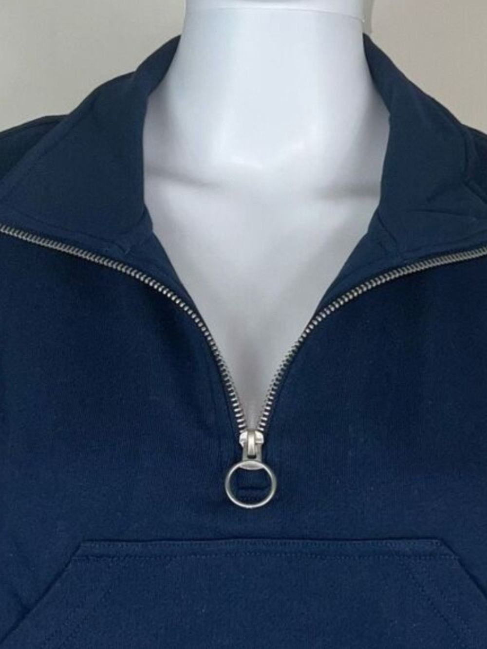 WeWoreWhat Navy Cropped Half-Zip Pullover - Picture 3 of 10